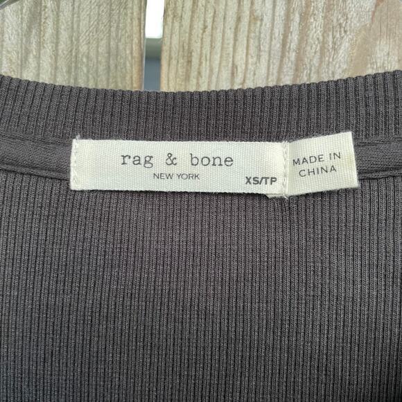 Rag and Bone Dress Ribbed Knit Button Front Long Sleeve Black Fitted‎ Classic XS - Picture 6 of 8